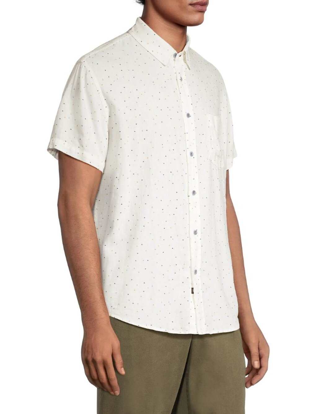 RAILS Carson White Triangle Geo Linen Short Sleeve Button Down Shirt, Size XL - Picture 2 of 15